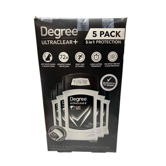 Degree Men Ultra Clear Black + White Solid Antiperspirant Deodorant, 2.7oz - 5ct - Picture 1 of 1
